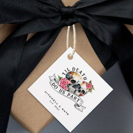 Etiquetas Para Lembrancinhas Til Death Nos Part Skulls & Rosa White Wedding