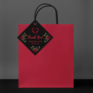 Etiquetas Para Lembrancinhas Til Death Nos Parte Gótica Preto e Rosa vermelha