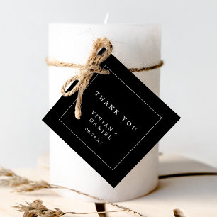 Etiquetas Para Lembrancinhas Tipografia minimalista   Preto Escuro Obrigado