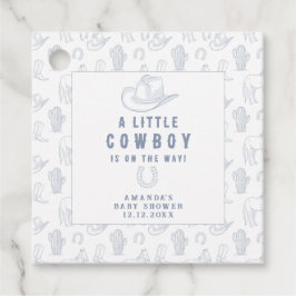Etiquetas Para Lembrancinhas Toile de Jouy Blue Cowboy Chá de fraldas Ocidental