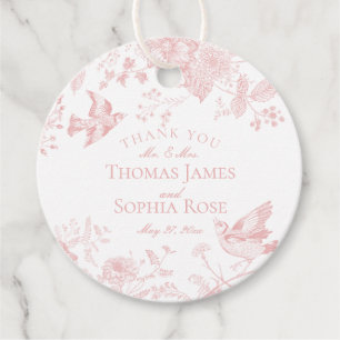 Etiquetas Para Lembrancinhas Toile De Jouy Rosa Vintage Floral Casamento