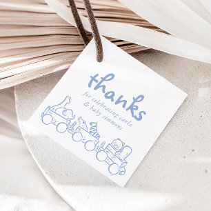 Etiquetas Para Lembrancinhas Toile De Jouy Whimsical Blue Chá de fraldas