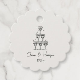 Etiquetas Para Lembrancinhas Torre de Champanhe Doodle Nome Personalizado Casam