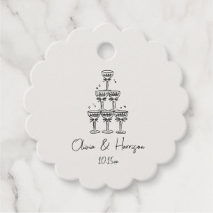 Etiquetas Para Lembrancinhas Torre de Champanhe Doodle Nome Personalizado Casam