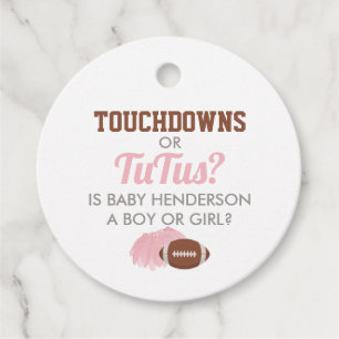 Etiquetas Para Lembrancinhas Touchdowns ou Tutus Revelação de Gênero Obrigada