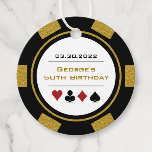 Etiquetas Para Lembrancinhas Trendy Black e Dourado Casino Poker Chip Birthday