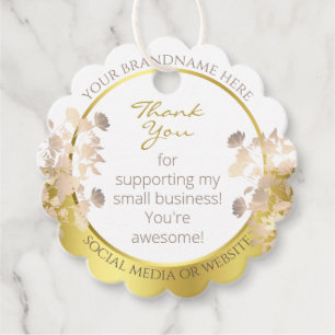 Etiquetas Para Lembrancinhas Trendy Floral White e Dourado Colorido Obrigado