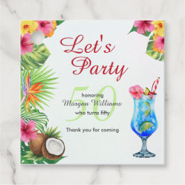 Etiquetas Para Lembrancinhas Tropical Summer Dine e Cocktail de 50° aniversário