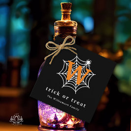 Etiquetas Para Lembrancinhas Truque de Aranha Halloween ou Monograma de Tratame