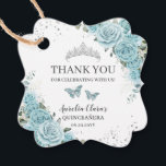Etiquetas Para Lembrancinhas Turquesa Quinceanera Floral Doce 16 Borboletas<br><div class="desc">Itens correspondentes disponíveis no repositório! c) O Feliz Cat Studio</div>