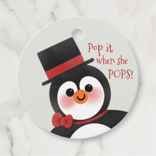 Etiquetas Para Lembrancinhas Tuxedo Penguin Chá de fraldas Pop Quando Ela Pop!
