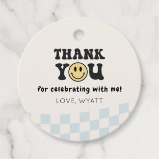 Etiquetas Para Lembrancinhas Um primeiro aniversario Feliz Smiley Round