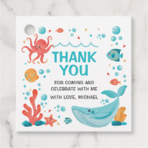 Under the Sea blue and coral Thank you tags 