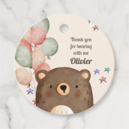 Etiquetas Para Lembrancinhas Ursinho d'água com balões de aniversário Obrigado