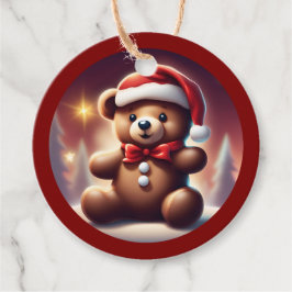 Etiquetas Para Lembrancinhas Ursinho de Natal Cozy Gingerpão TWArt