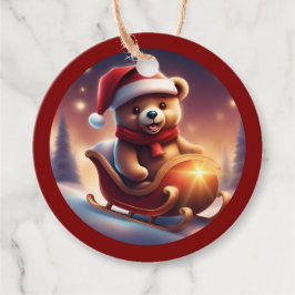 Etiquetas Para Lembrancinhas Ursinho de Natal Cozy Sleigh TWArt