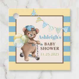 Etiquetas Para Lembrancinhas Ursinho de Pelúcia em Lambreta, Chá de Bebê Listra