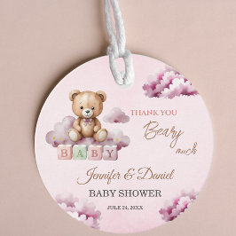 Etiquetas Para Lembrancinhas Ursinho Rosa Starry Clouds Baby Girl Obrigado