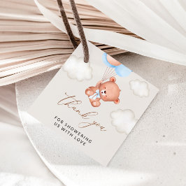 Etiquetas Para Lembrancinhas Urso Bebê, Urso Teddy, Balões Azuis, Chá de fralda