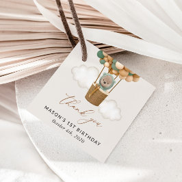 Etiquetas Para Lembrancinhas Urso Bonito, Balões Verdes, Primeiro Aniversário