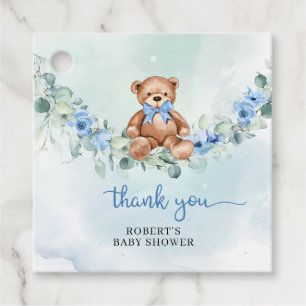 Etiquetas Para Lembrancinhas Urso branco de pelúcia azul-poeirento eucalipto fl