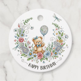 Etiquetas Para Lembrancinhas urso de aniversário floral boho