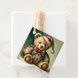 Etiquetas Para Lembrancinhas Urso de pelúcia de Natal vintage
