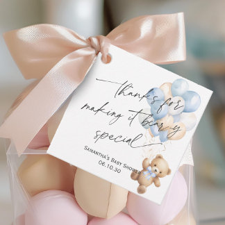 Etiquetas Para Lembrancinhas Urso de Teddy Azul Moderno com Chá de Balões