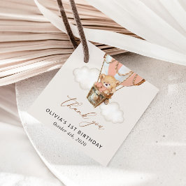 Etiquetas Para Lembrancinhas Urso de Teddy, Balão de Ar Quente Rosa, Primeiro A