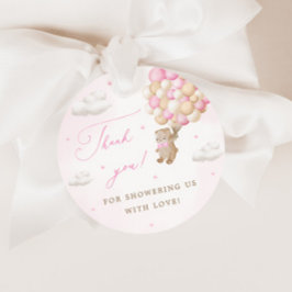 Etiquetas Para Lembrancinhas Urso de Teddy com Balões Rosa Muito Obrigado