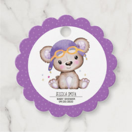 Etiquetas Para Lembrancinhas Urso de Teddy Piloto Para Garotas De Aquarela