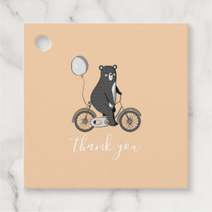 Etiquetas Para Lembrancinhas Urso Escandinavo na Bike Minimalist Obrigado