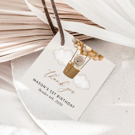 Etiquetas Para Lembrancinhas Urso Gelado, Balões de Beige, Primeiro Aniversário