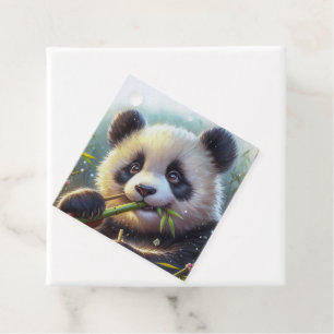 Etiquetas Para Lembrancinhas Urso Panda Adorável Comendo Bambu