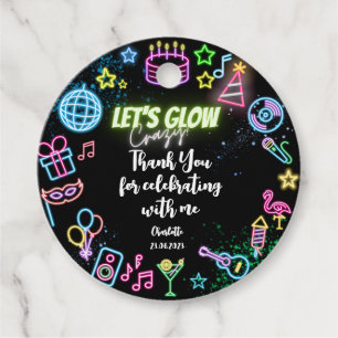 Etiquetas Para Lembrancinhas Vamos, obrigado de aniversário maluco de neon