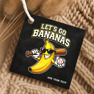 Etiquetas Para Lembrancinhas Vamos Torcer Bananas Beisebol Retrô Banana Engraça
