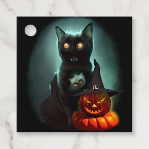 Etiquetas Para Lembrancinhas Vampiro Gato e Mágico Pumpkin Halloween Surreal