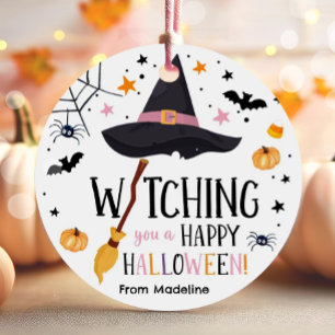 Etiquetas Para Lembrancinhas Vassoura-de-bruxa Feliz Halloween Spiderweb Spooky
