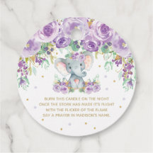 Vela de Chuvada de Bebê de Elefante Floral Roxo Fo