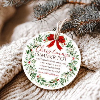 Etiquetas Para Lembrancinhas Vela de Natal com Arco Vermelho Potpourri Simmerin