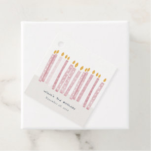 Etiquetas Para Lembrancinhas Velas de Aniversário, Cor-de-Água Rosa, Pastel Sua