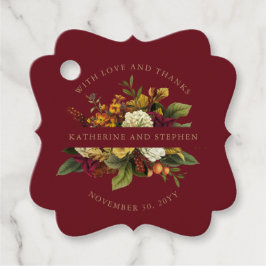 Etiquetas Para Lembrancinhas Vermelha | Orange Floral Buquê with Love and Obrig