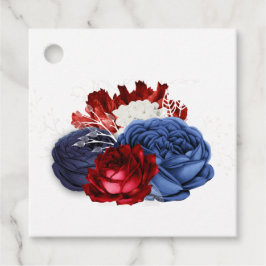 Etiquetas Para Lembrancinhas Vermelho Branco e Azul Floral Casamento 4 de Julho