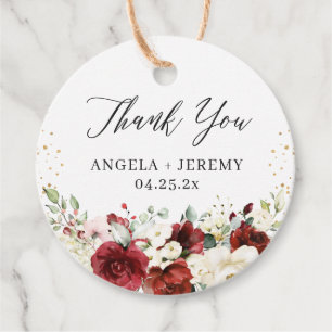 Etiquetas Para Lembrancinhas Vermelho Carmesim Branco Floral Confete Dourado Ob