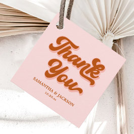 Etiquetas Para Lembrancinhas Vermelho Cor-de-rosa Laranja Retro 70s Casamento G