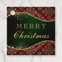 Vermelho, Verde e Dourado Glitter Damask Natal