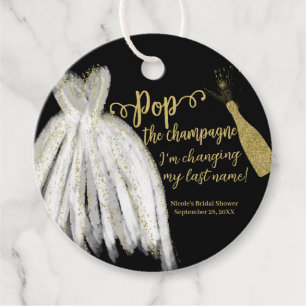 Etiquetas Para Lembrancinhas Vestido Champagne Dourado Brilho Chá de Noiva