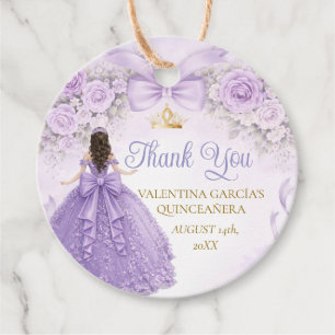 Etiquetas Para Lembrancinhas Vestido de Laço de Arco Floral Roxo Quinceañera Fl