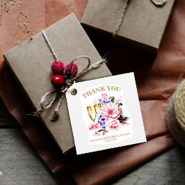 Etiquetas Para Lembrancinhas Vidro De Champanhe Rosa Floral Obrigado