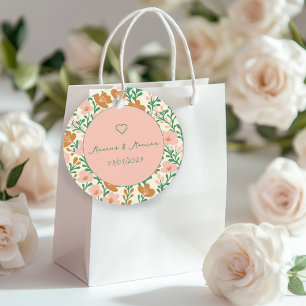Etiquetas Para Lembrancinhas Vinhas De Flor Selvagem Cor-de-Rosa, Casamento Ele